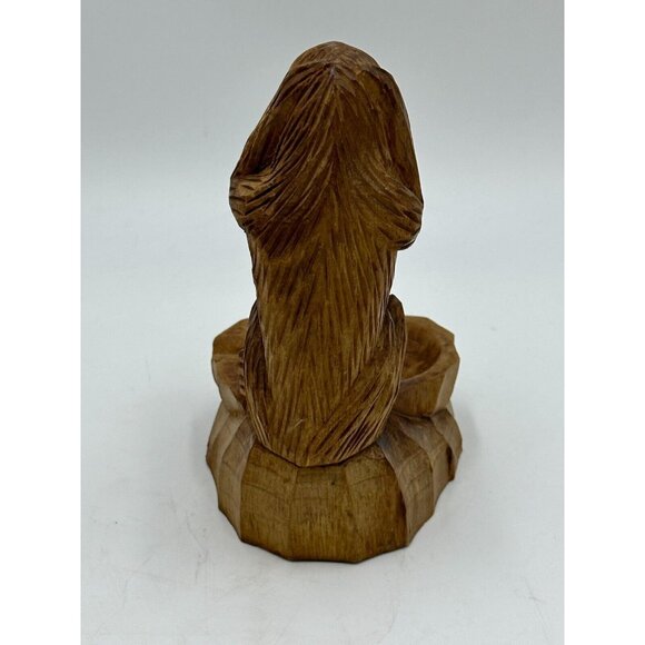 Vtg Wooden Hand Carved Monkey Ashtray Hear No Evil Sitting Statue Cigar Wood HTF - Picture 3 of 8
